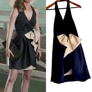 Halston Heritage Black and Champagne Cocktail Dress